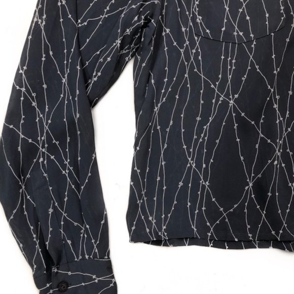 Mexx Semi Sheer Printed Pocket Shirt Blue Women’s Size Medium - Picture 7 of 8